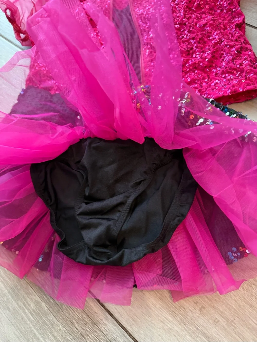 Weissman Black and Hot Pink Sequin Tutu Set with Multicolor Sequins